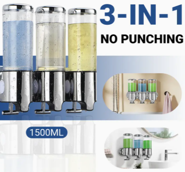 DISPENSADOR 3 EN 1: 🧴SHAMPOO, 🧖ACONDICIONADOR Y JABÓN LIQUIDO🫧